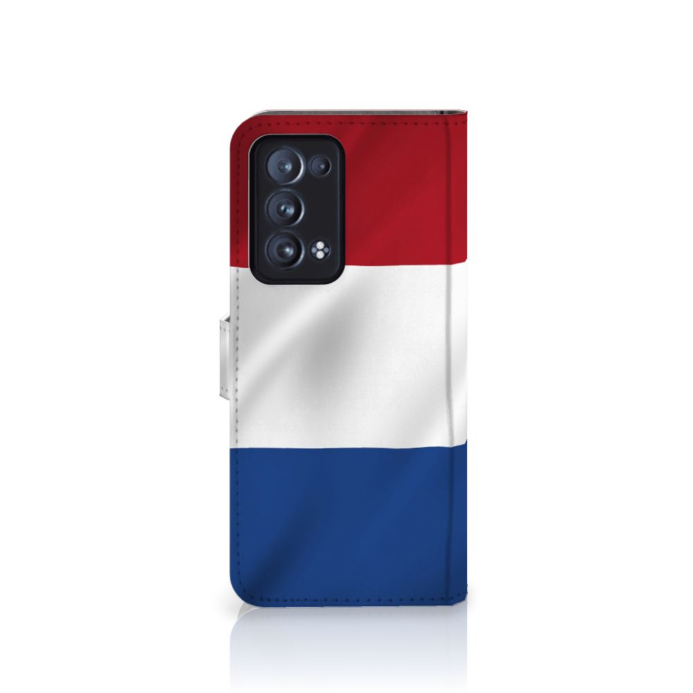 OPPO Reno 6 Pro Plus 5G Bookstyle Case Nederlandse Vlag met artistiek ontwerp in de kleuren van de Nederlandse vlag.