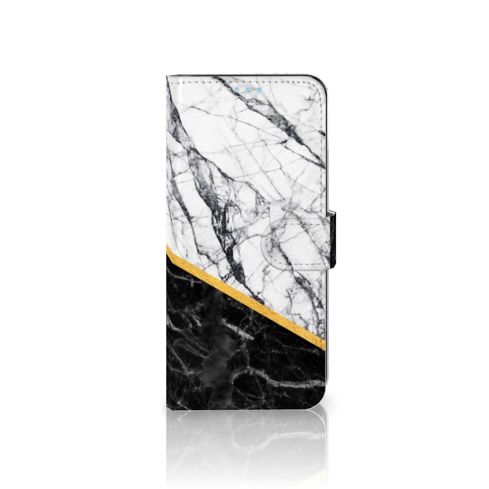 OPPO A74 4G Bookcase Marmer Wit Zwart - Origineel Cadeau Man