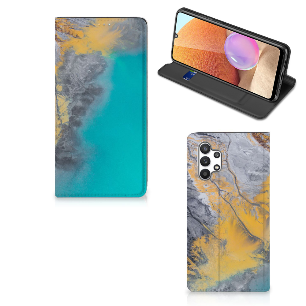 Samsung Galaxy A32 4G | A32 5G Enterprise Editie Standcase Marble Blue Gold - B2C Telecom