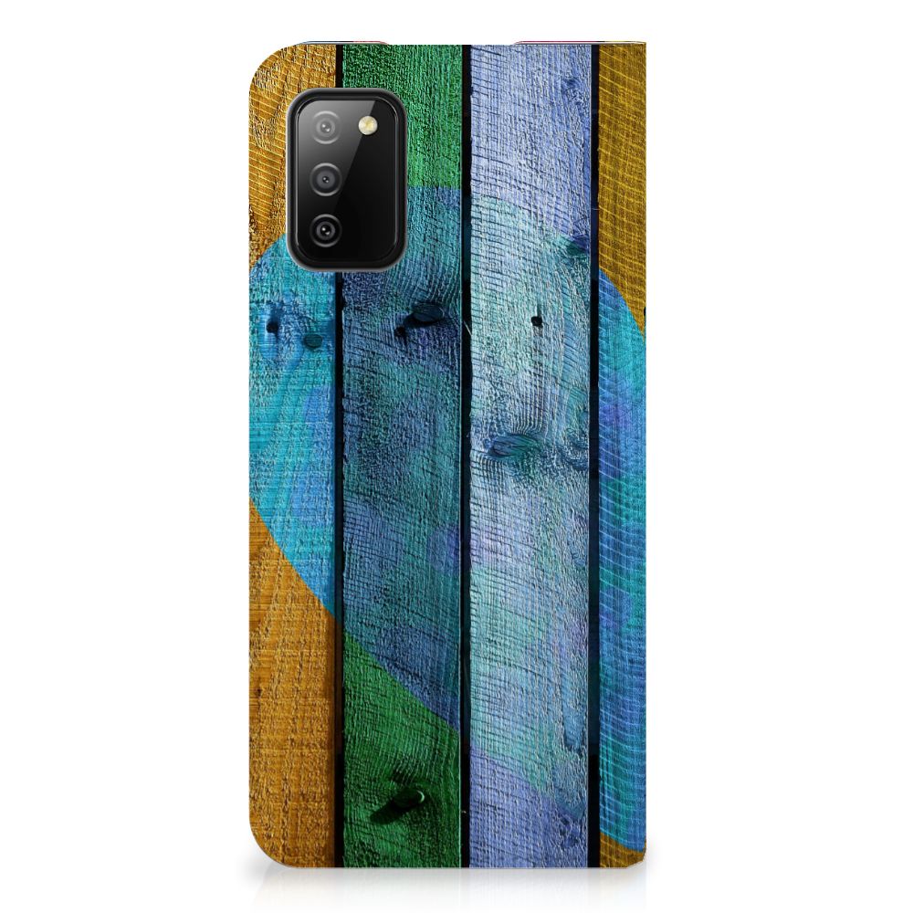 Samsung Galaxy M02s | A02s Book Wallet Case Wood Heart - Cadeau voor je Vriend - B2C Telecom