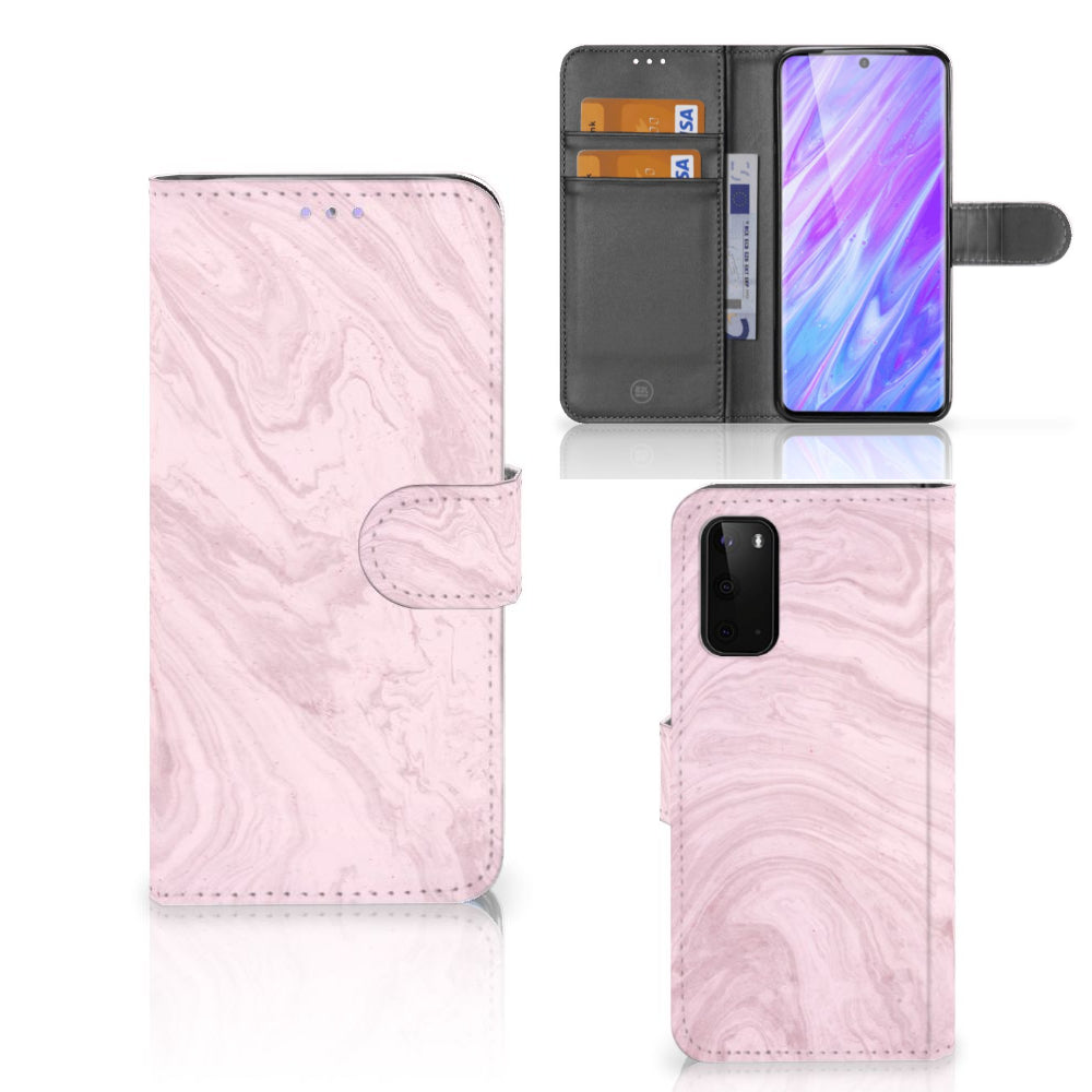 Samsung Galaxy S20 Bookcase Marble Pink - Origineel Cadeau Vriendin