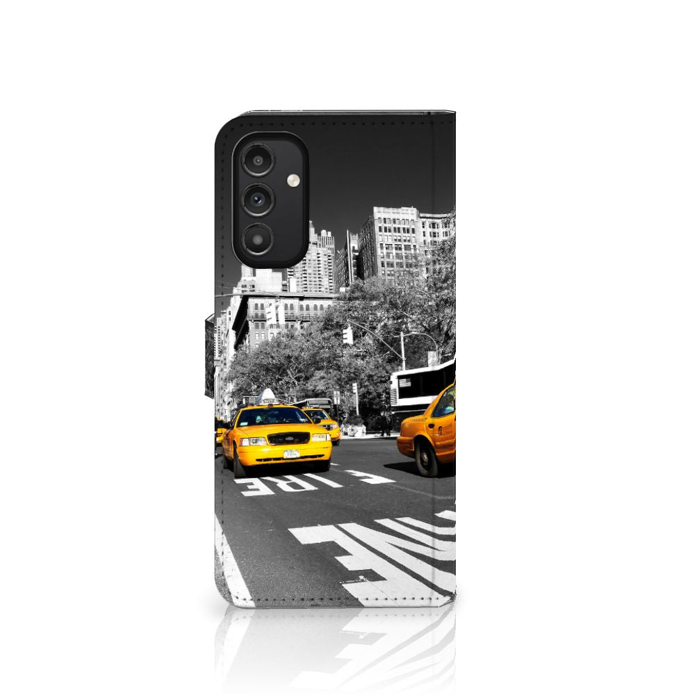 Samsung Galaxy A14 4G Flip Cover New York Taxi design with iconic yellow cabs and urban scenery.