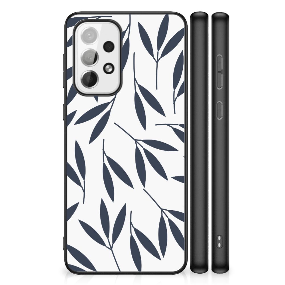 Samsung Galaxy A73 Bloemen Hoesje Leaves Blue B2C Telecom