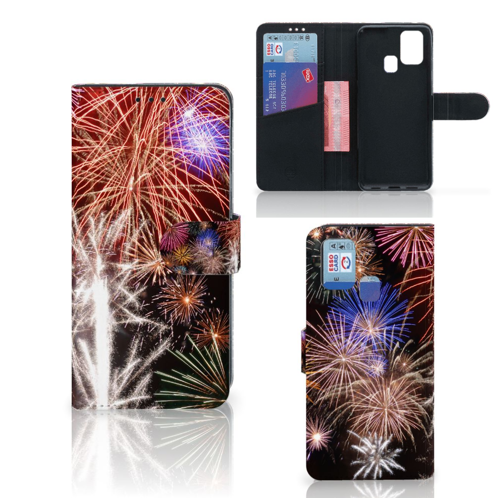Samsung Galaxy M31 Wallet Case met Pasjes Vuurwerk