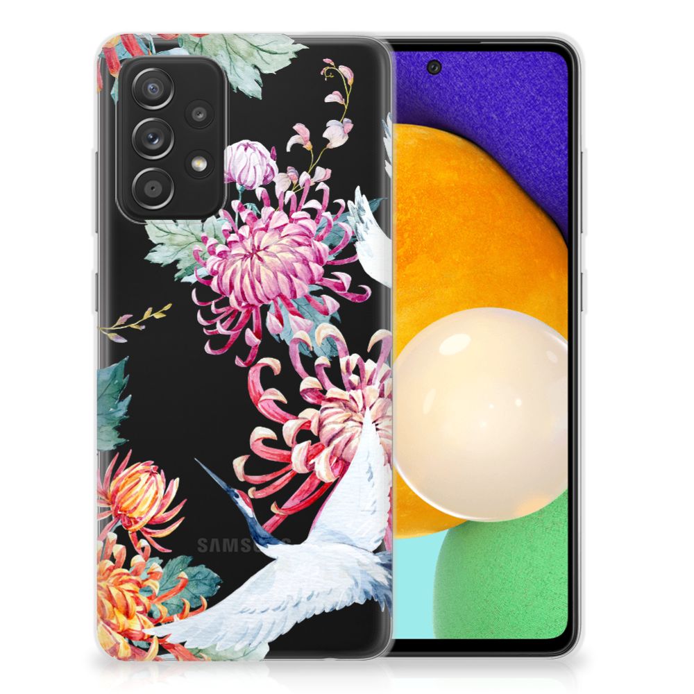 Samsung Galaxy A52 (5G/4G) TPU Hoesje Bird Flowers