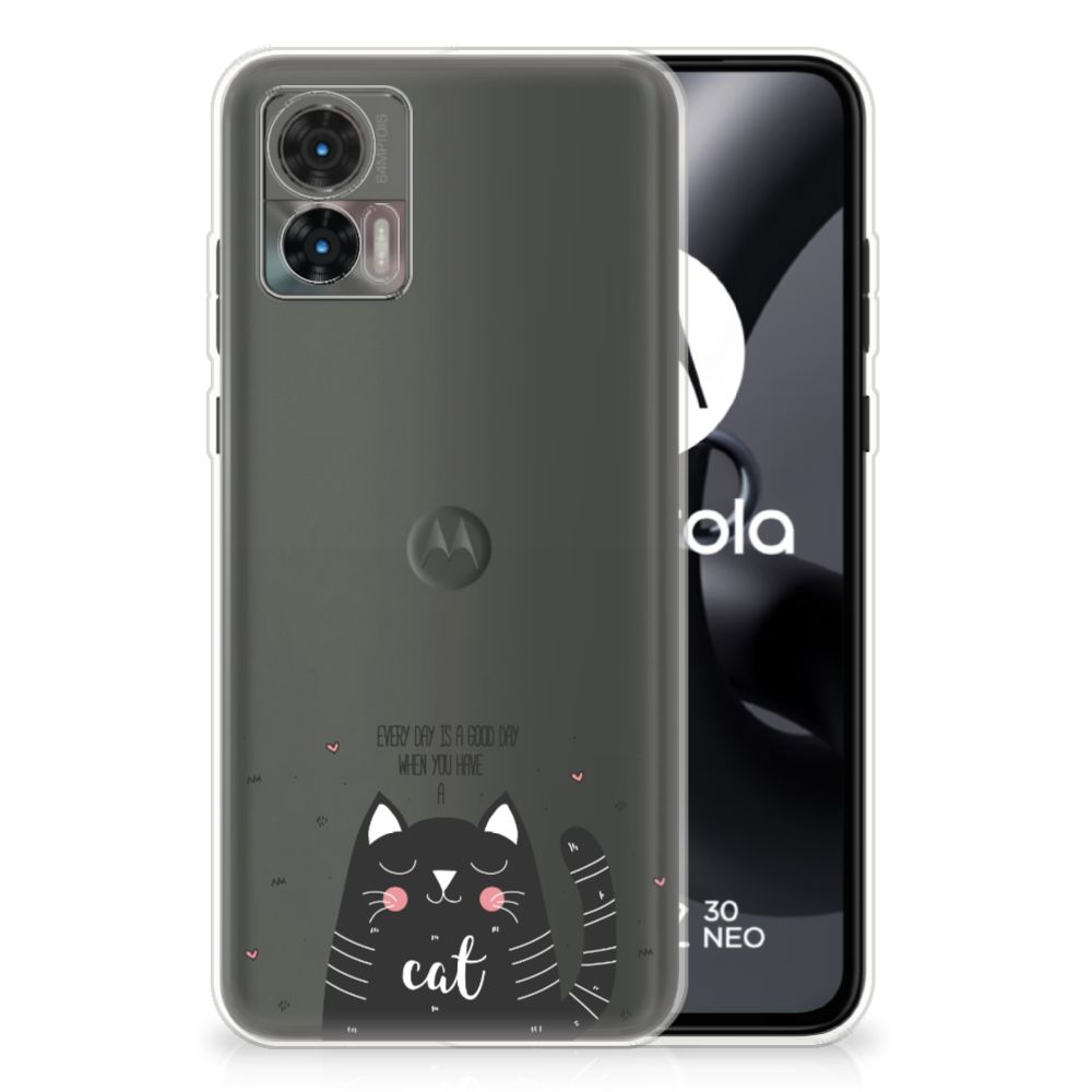 Motorola Edge 30 Neo Telefoonhoesje met Naam Cat Good Day B2C Telecom
