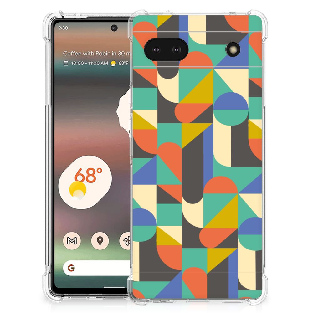Google Pixel 6A Doorzichtige Silicone Hoesje Funky Retro