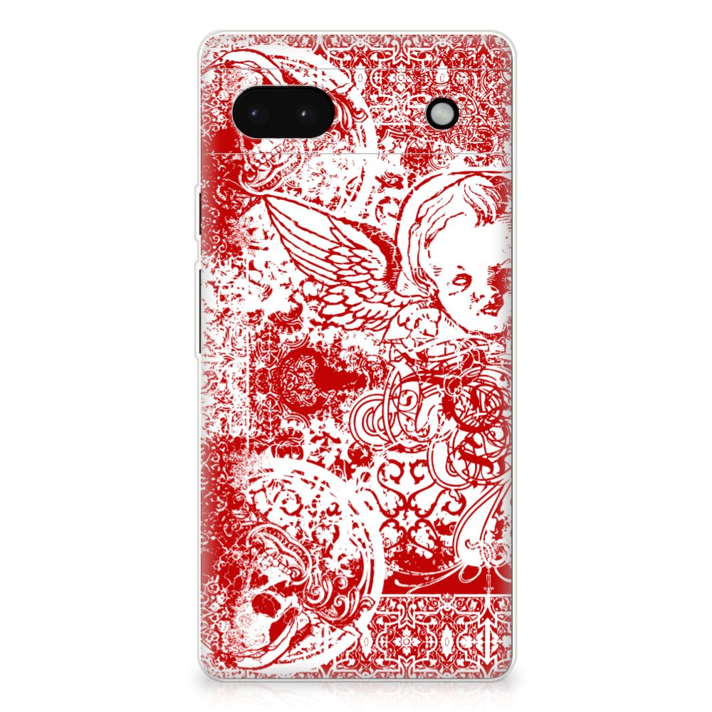 Silicone Back Case Google Pixel 6A Angel Skull Rood B2C Telecom