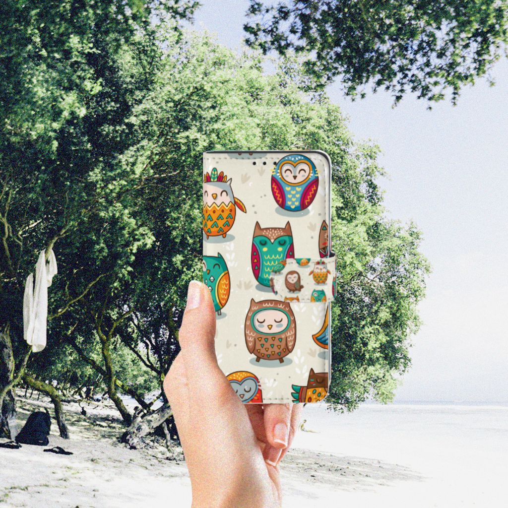 Xiaomi Redmi 7A Telefoonhoesje met Pasjes Vrolijke Uilen