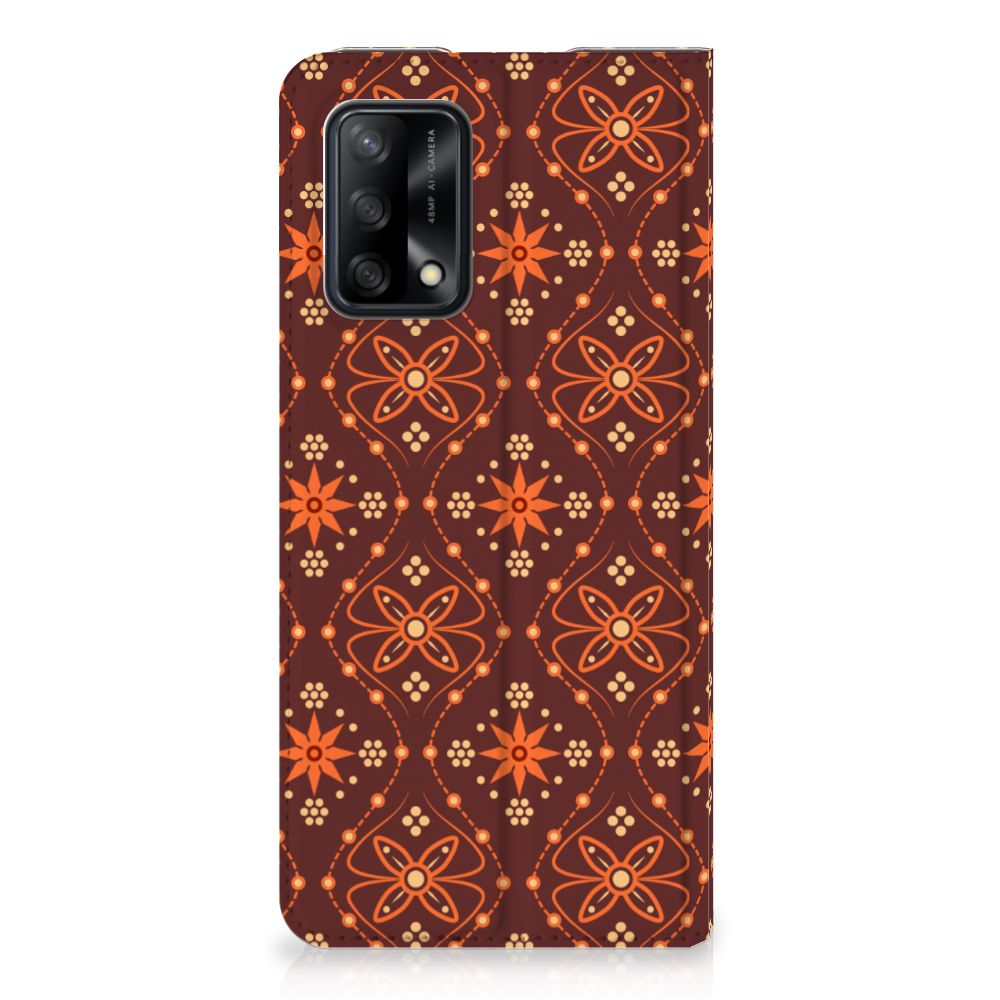 OPPO A74 4G Hoesje met Magneet Batik Brown - B2C Telecom
