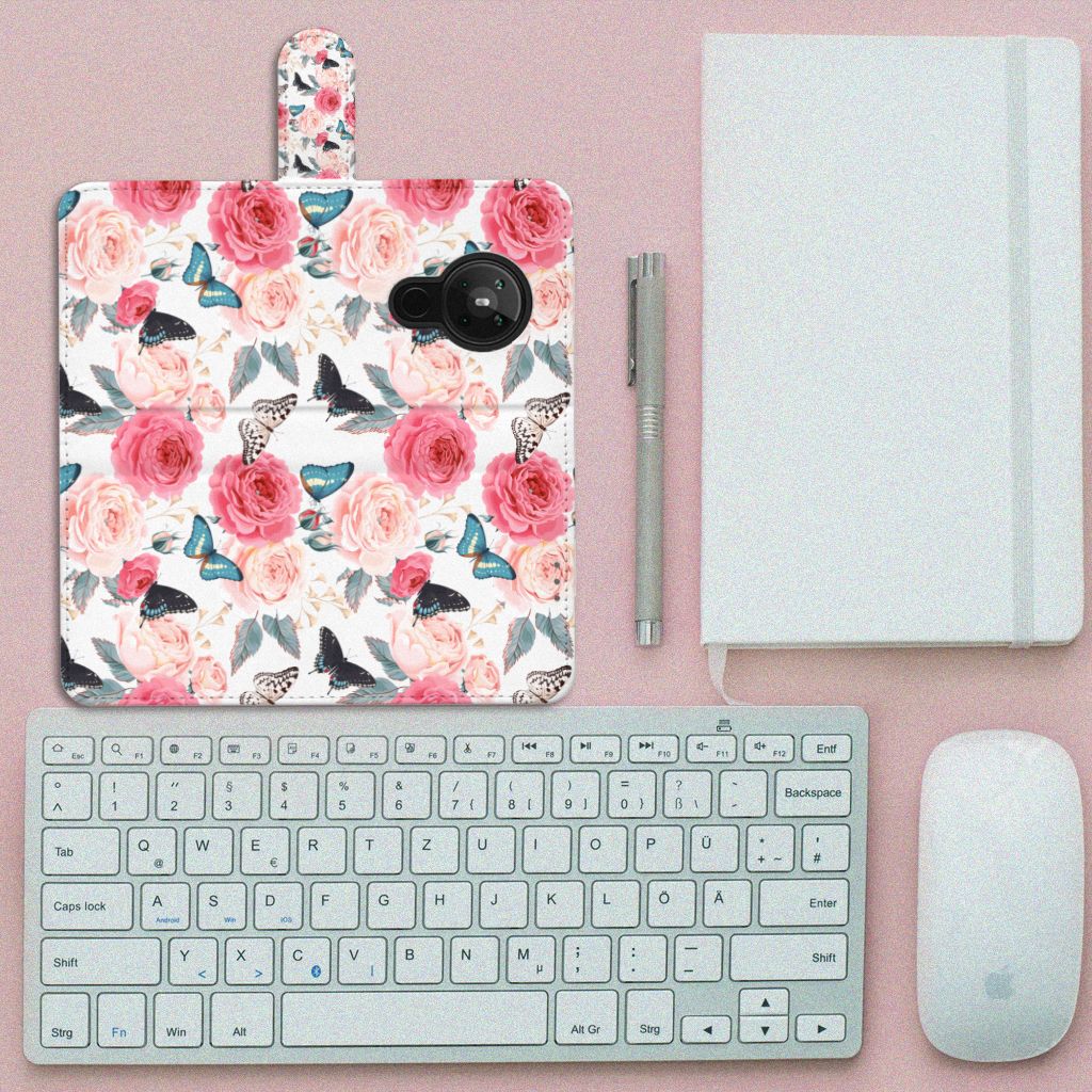 Nokia 5.3 Hoesje Butterfly Roses