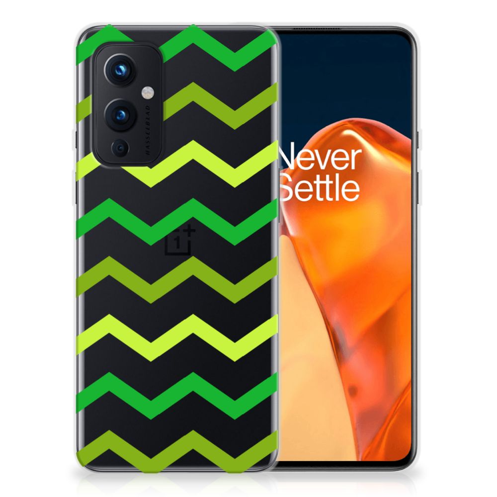 OnePlus 9 TPU bumper Zigzag Groen