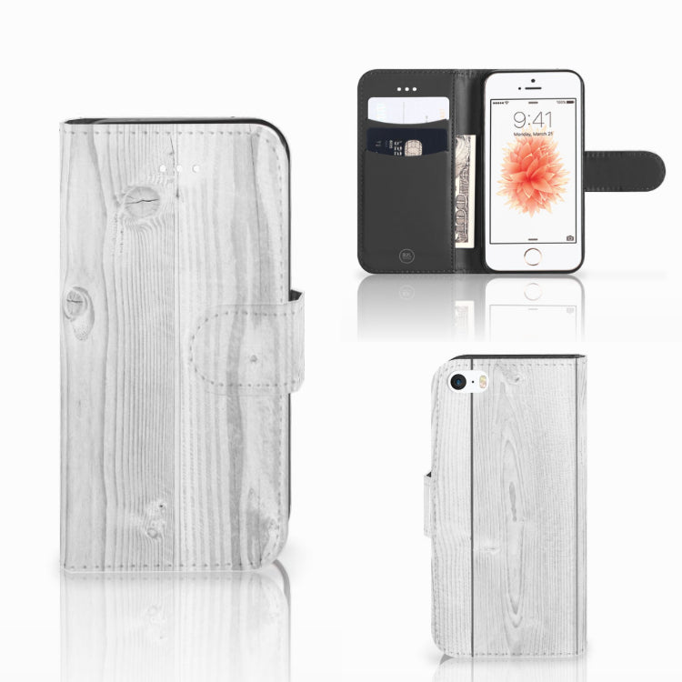 Apple iPhone 5 | 5s | SE Book Style Case White Wood