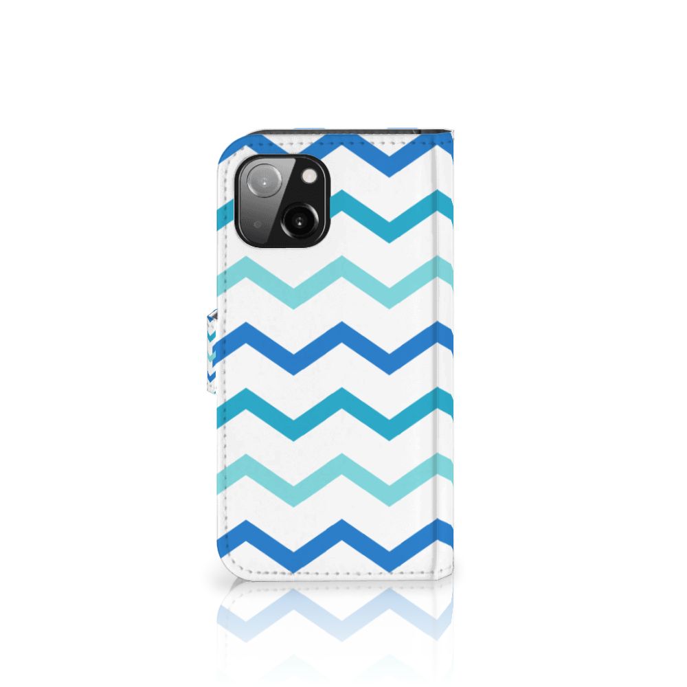Apple iPhone 13 Telefoon Hoesje Zigzag Blauw
