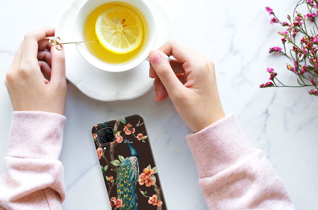 Huawei P40 Lite TPU Hoesje Pauw met Bloemen B2C Telecom