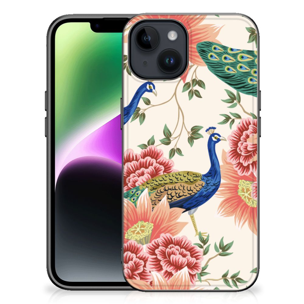 Dierenprint Telefoonhoesje voor iPhone 15 Pink Peacock