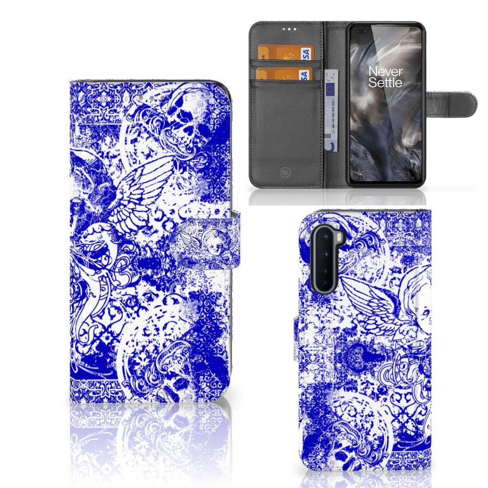 Telefoonhoesje met Naam OnePlus Nord Angel Skull Blauw
