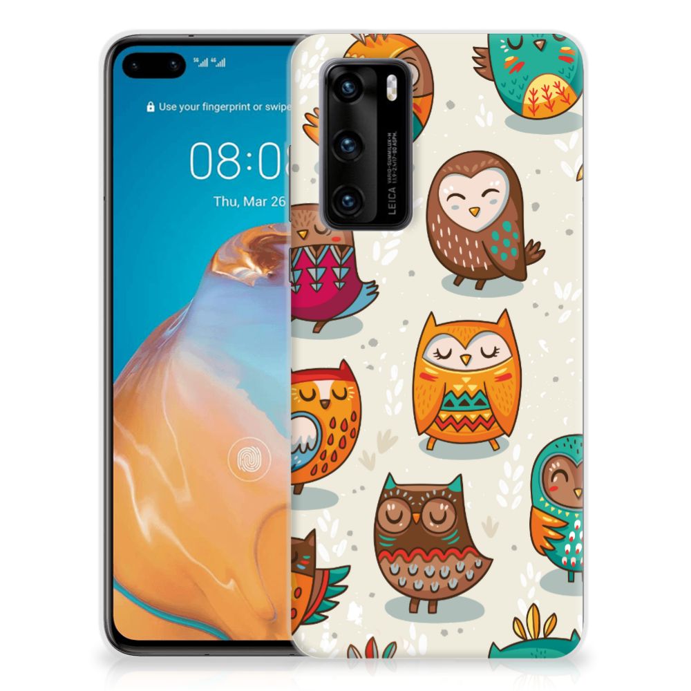 Huawei P40 TPU Hoesje Vrolijke Uilen B2C Telecom