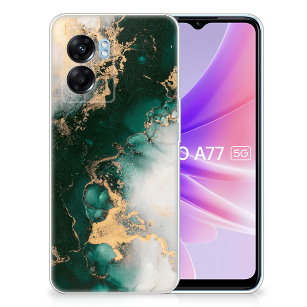 TPU Siliconen Hoesje voor OPPO A77 | A57 5G Marmer Groen