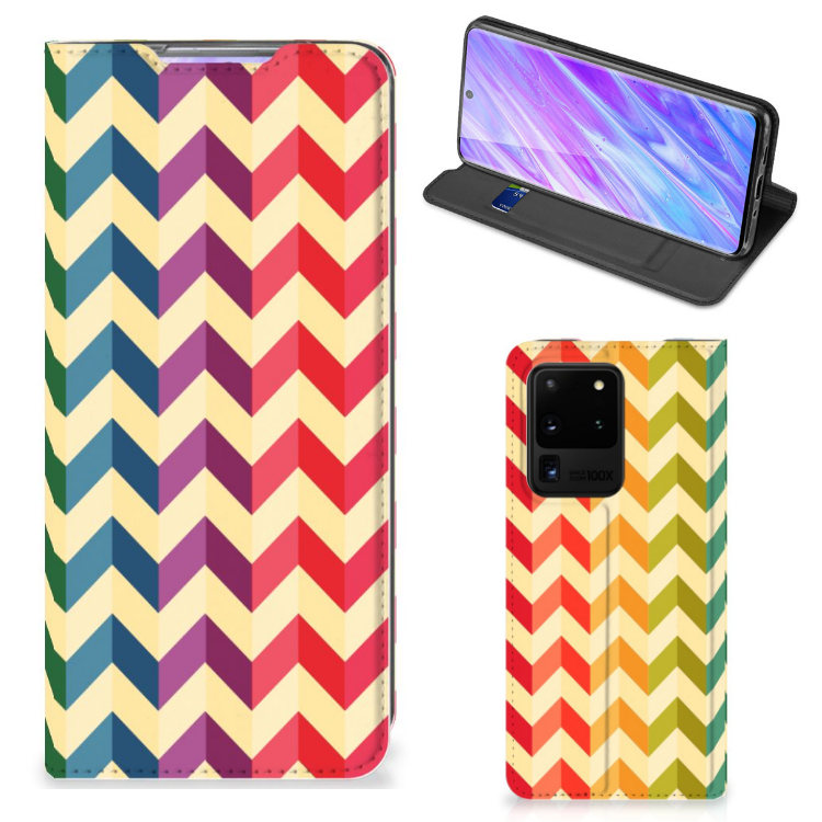 Samsung Galaxy S20 Ultra Hoesje met Magneet Zigzag Multi Color - B2C Telecom