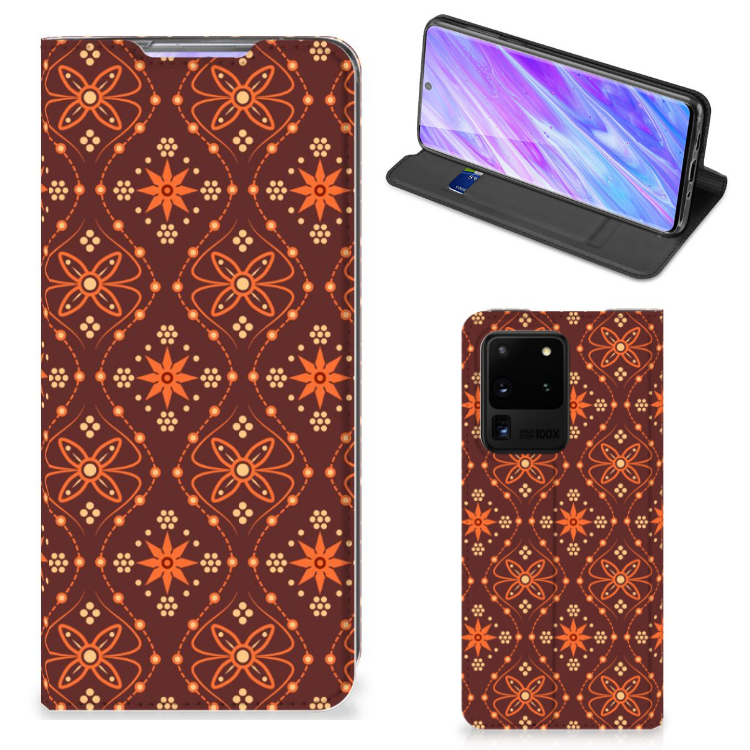 Samsung Galaxy S20 Ultra Hoesje met Magneet Batik Brown - B2C Telecom
