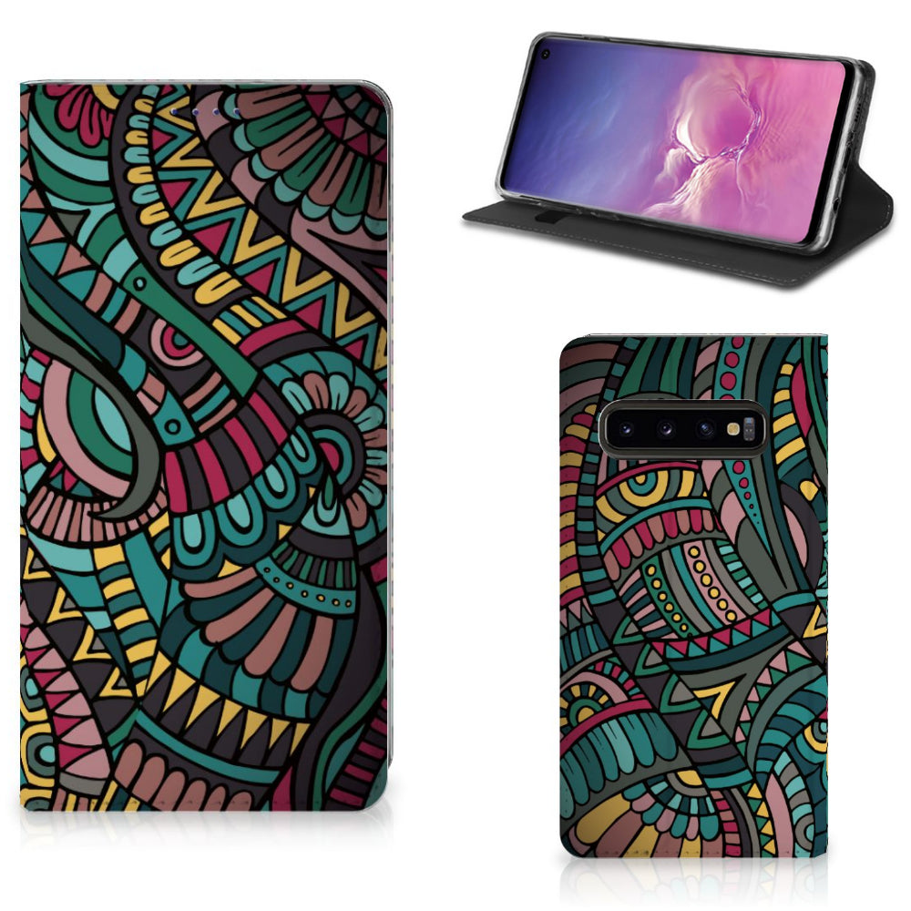 Samsung Galaxy S10 Hoesje met Magneet Aztec