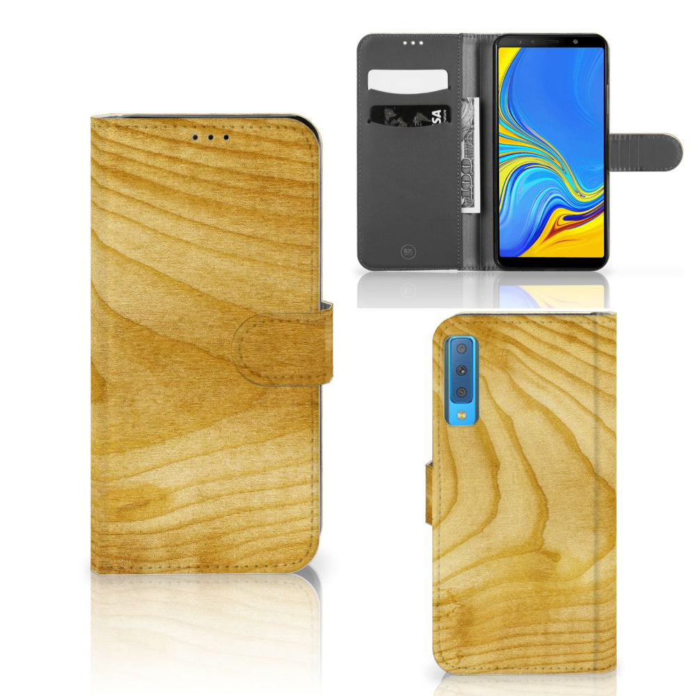 Samsung Galaxy A7 (2018) Book Style Case Licht Hout