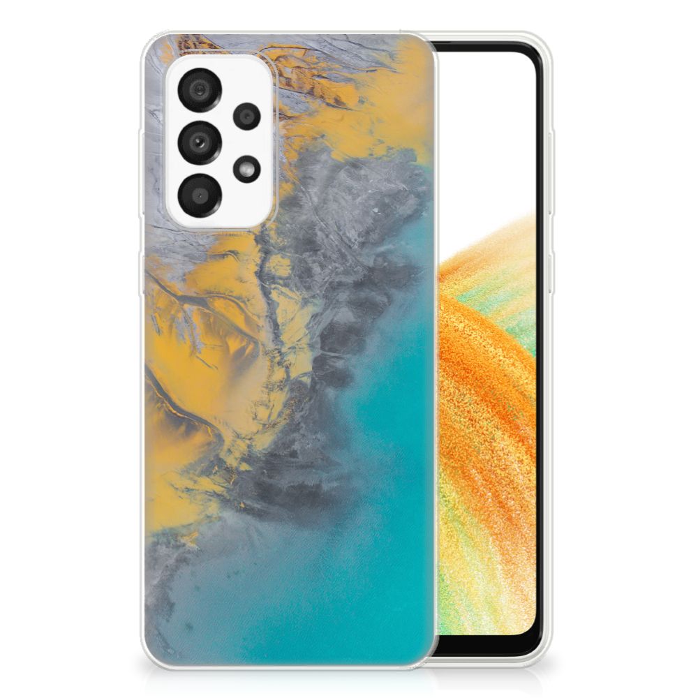 Samsung Galaxy A33 5G TPU Siliconen Hoesje Marble Blue Gold B2C Telecom
