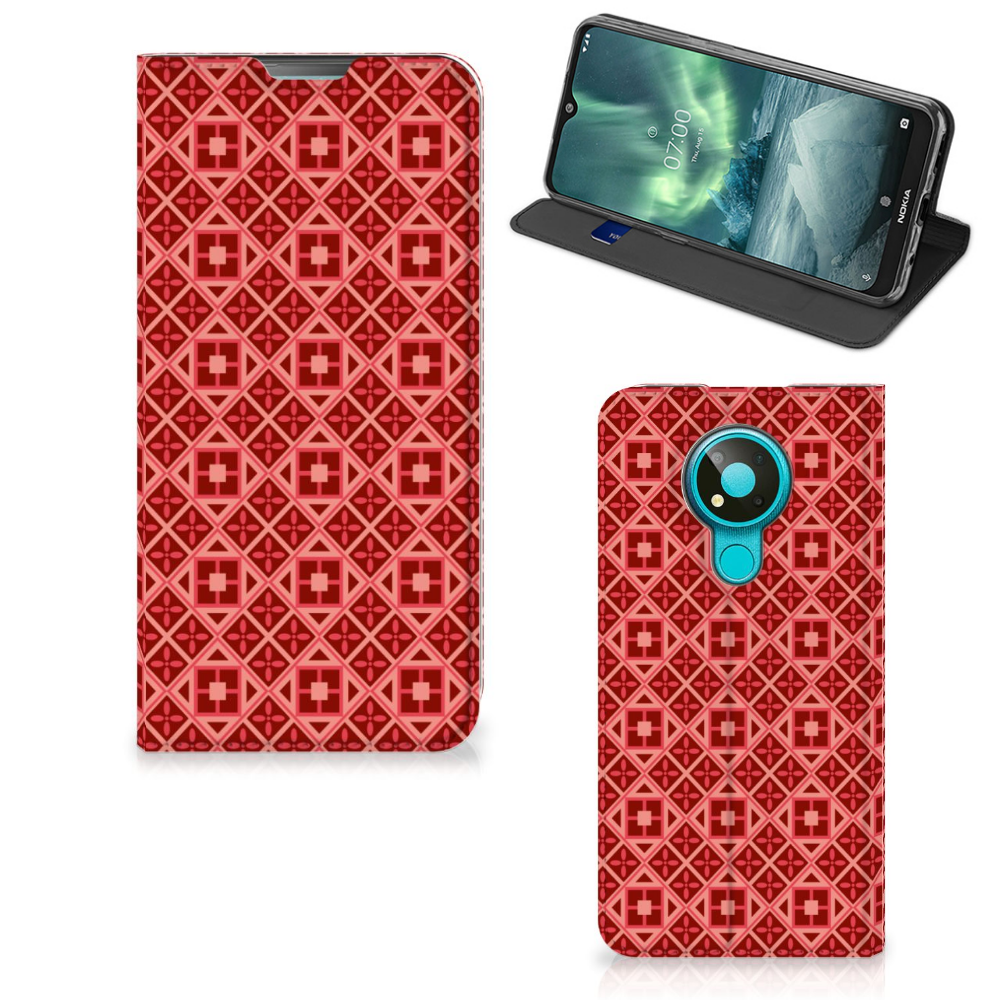 Nokia 3.4 Hoesje met Magneet Batik Rood - B2C Telecom