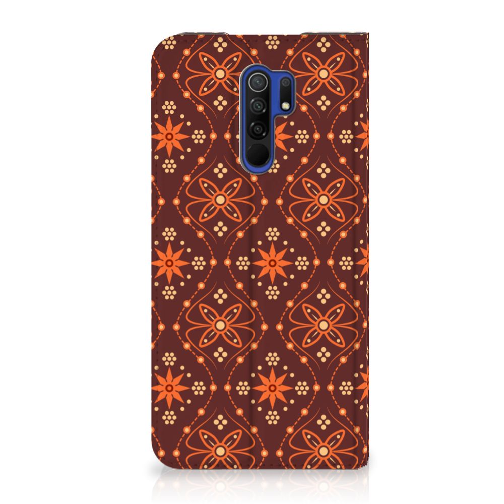 Xiaomi Redmi 9 Hoesje met Magneet Batik Brown - B2C Telecom