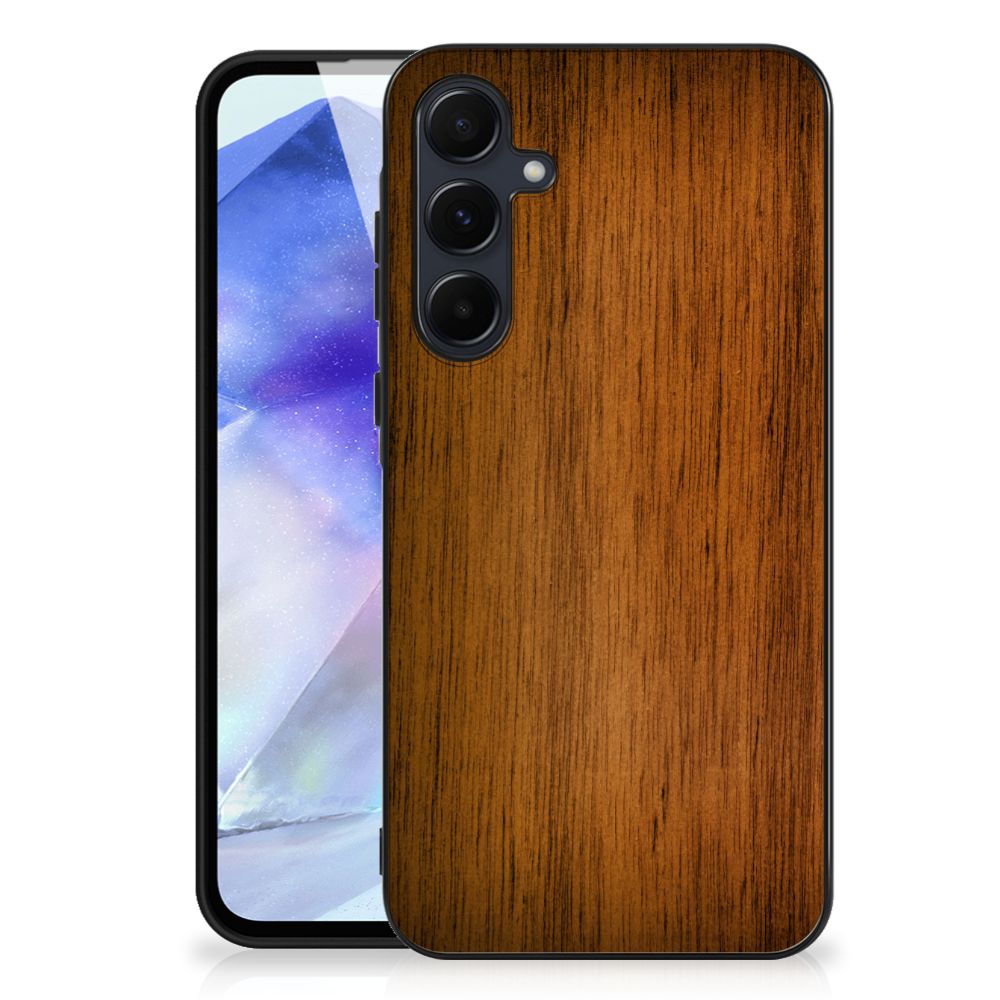 Samsung Galaxy A55 Houten Print Telefoonhoesje Donker Hout