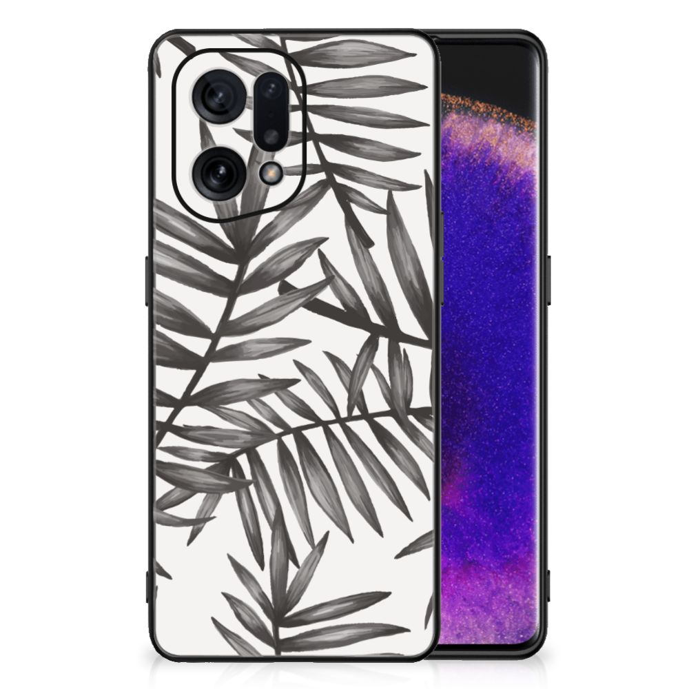 OPPO Find X5 Bloemen Hoesje Leaves Grey