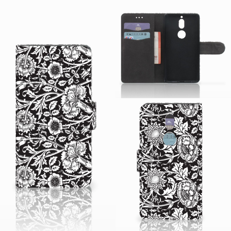 Nokia 7 Hoesje Black Flowers