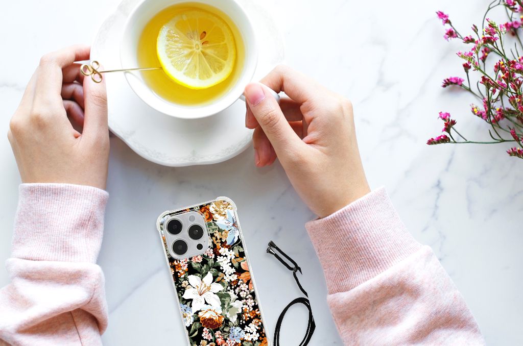 Case voor iPhone 14 Pro Dark Flowers B2C Telecom