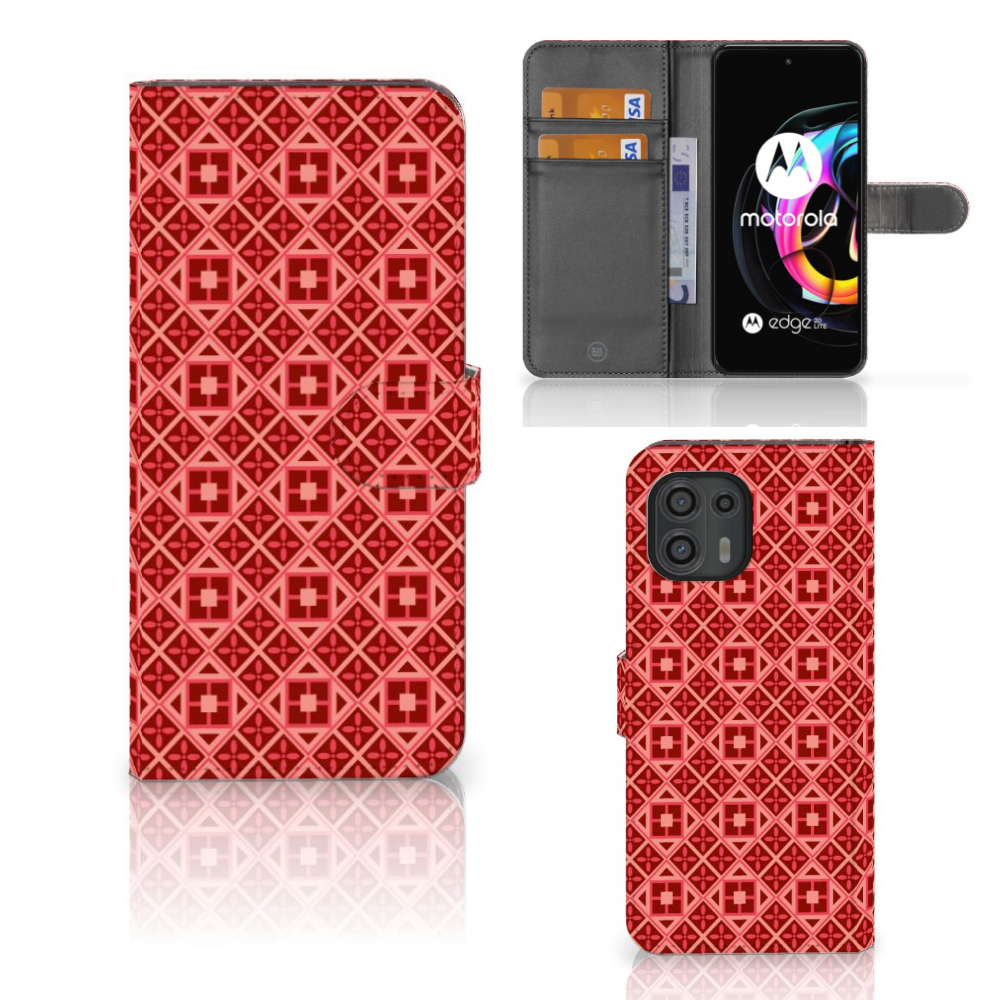 Motorola Edge 20 Lite Telefoon Hoesje Batik Rood