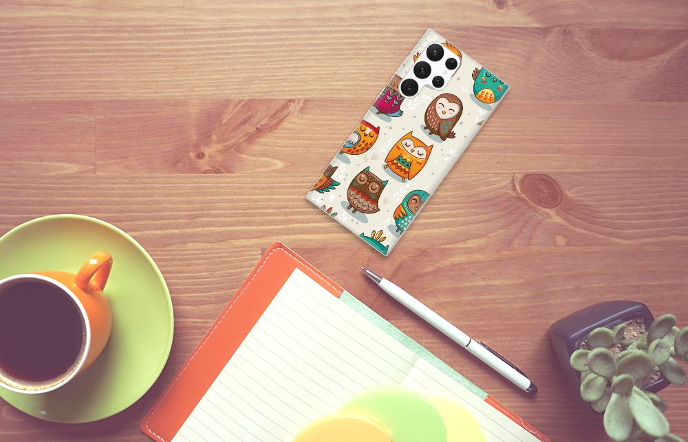 Samsung Galaxy S22 Ultra TPU Hoesje Vrolijke Uilen B2C Telecom