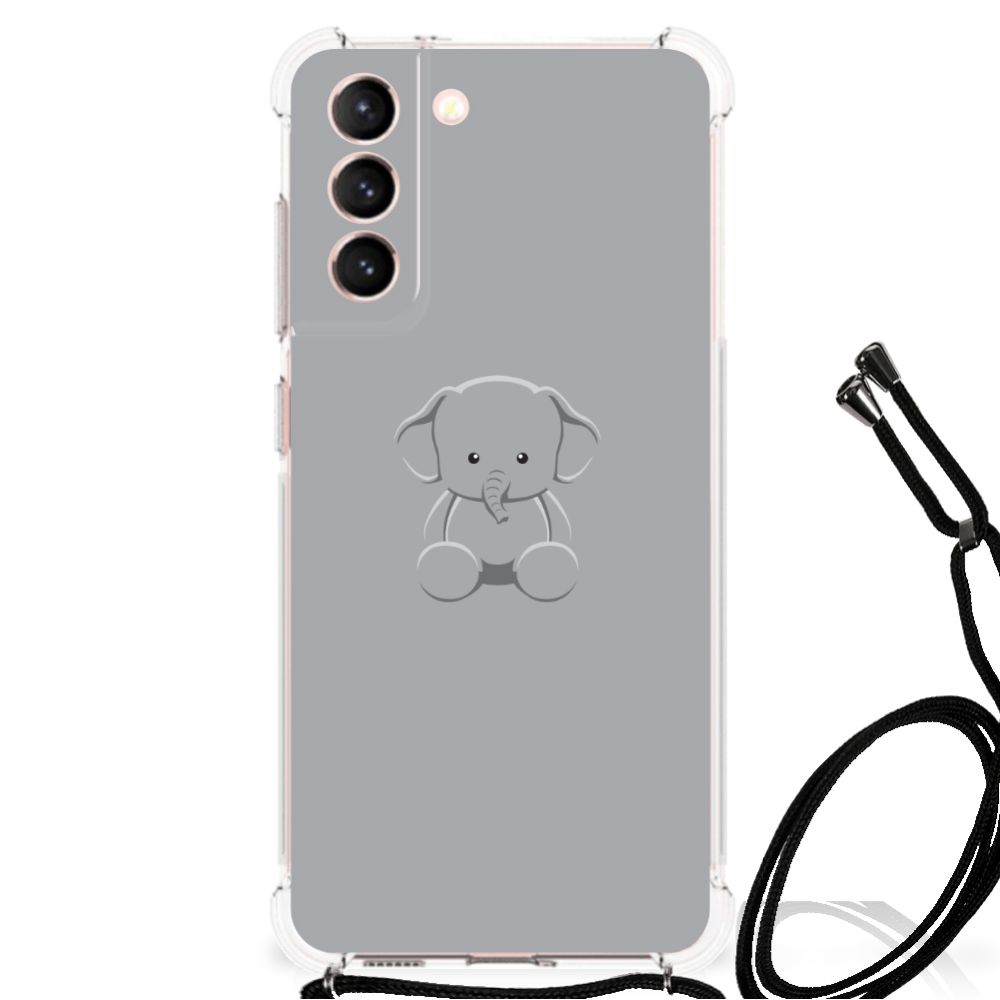 Samsung Galaxy S21 FE Stevig Bumper Hoesje Grijs Baby Olifant