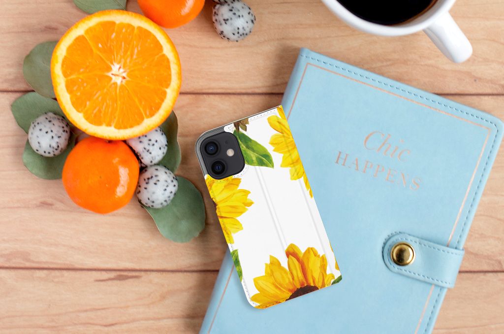 Smart Cover voor iPhone 12 Mini Zonnebloemen - B2C Telecom