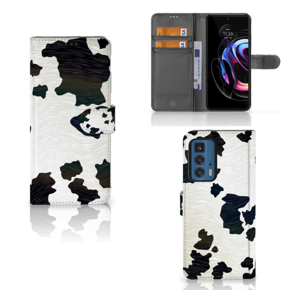 Motorola Edge 20 Pro Telefoonhoesje met Pasjes Koeienvlekken
