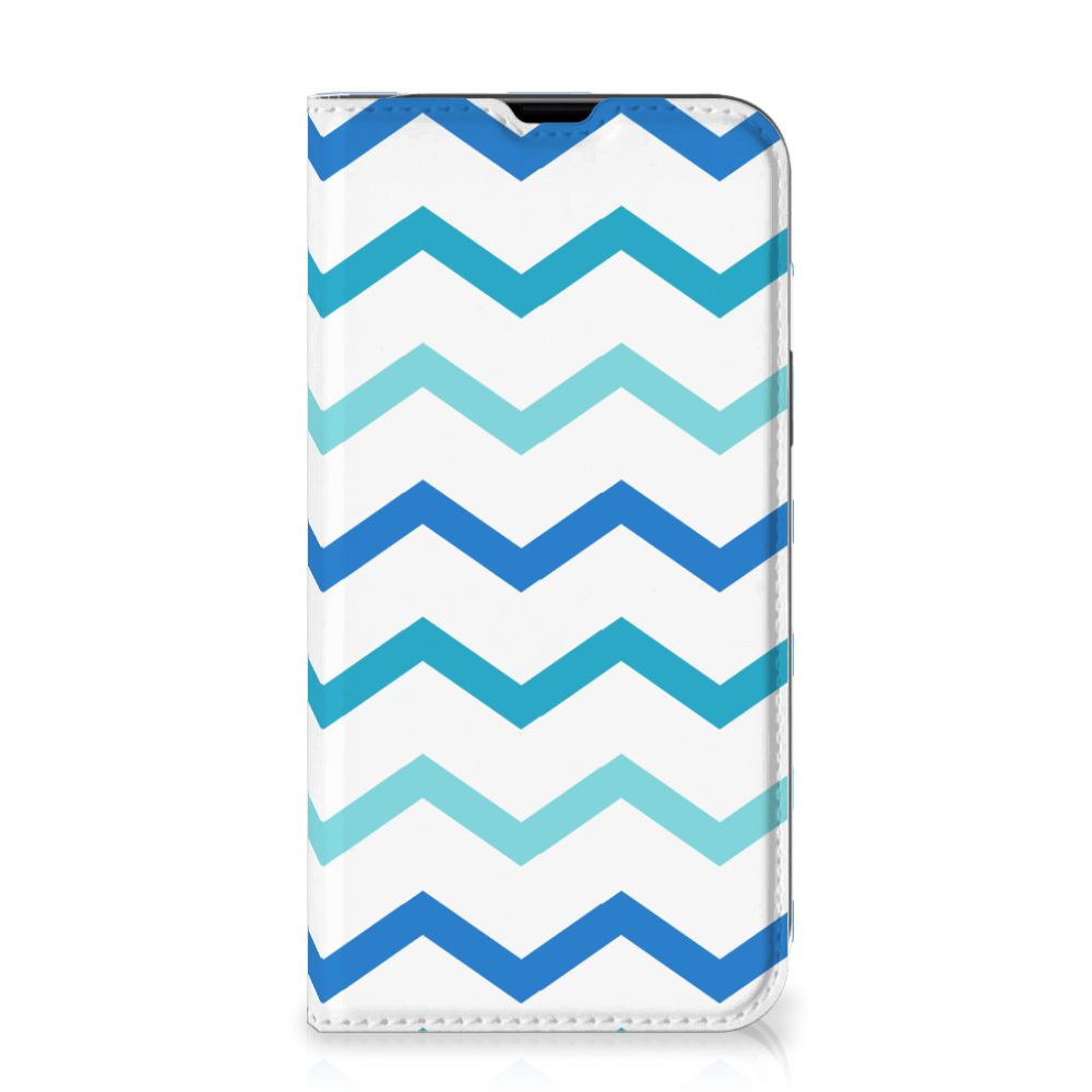 iPhone 13 Hoesje met Magneet Zigzag Blauw