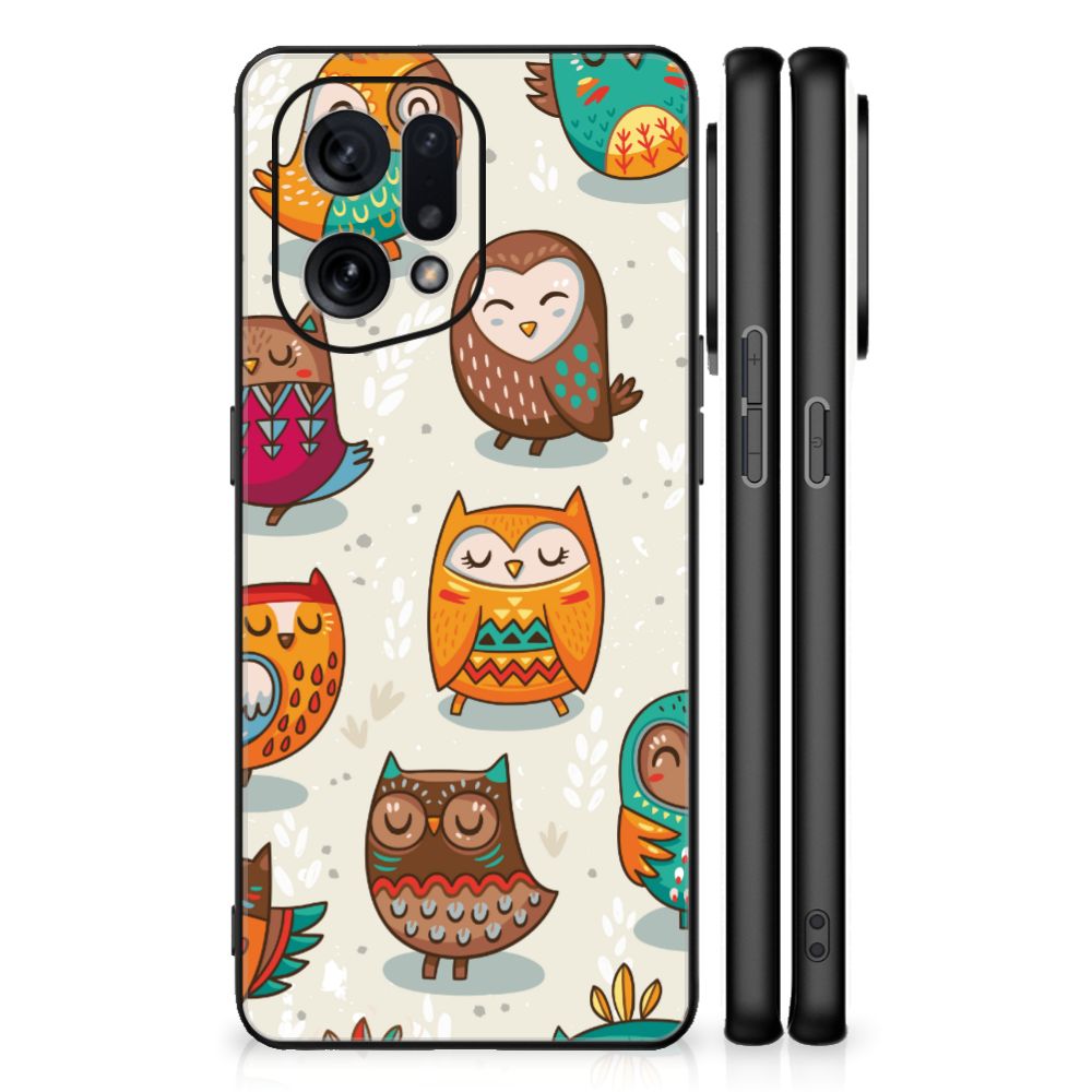 OPPO Find X5 Dierenprint Telefoonhoesje Vrolijke Uilen B2C Telecom