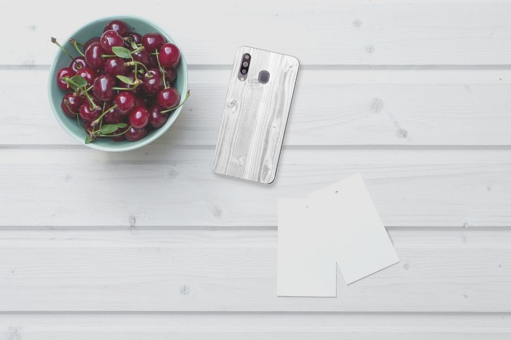 Samsung Galaxy M30 Bumper Hoesje White Wood