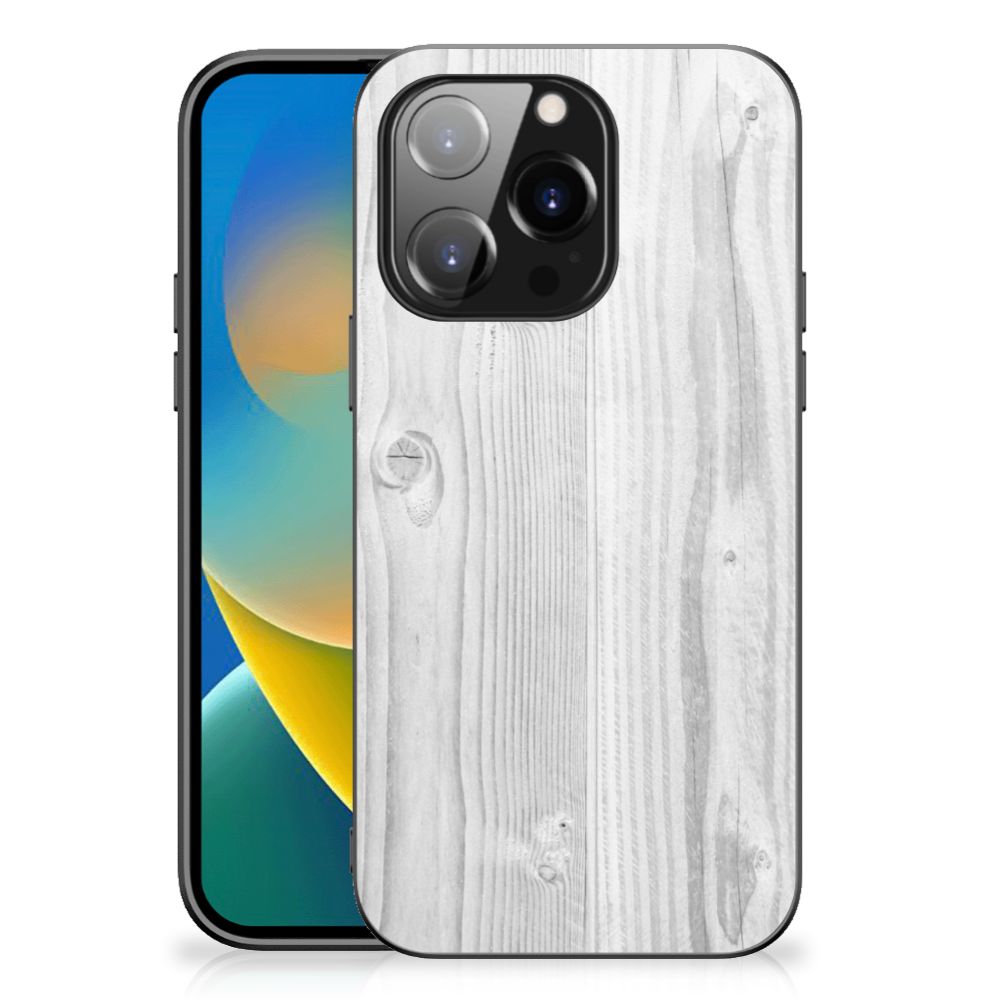 iPhone 14 Pro Houten Print Telefoonhoesje White Wood B2C Telecom