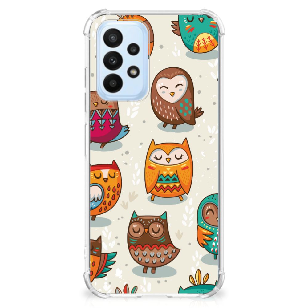 Samsung Galaxy A23 Case Anti-shock Vrolijke Uilen - B2C Telecom