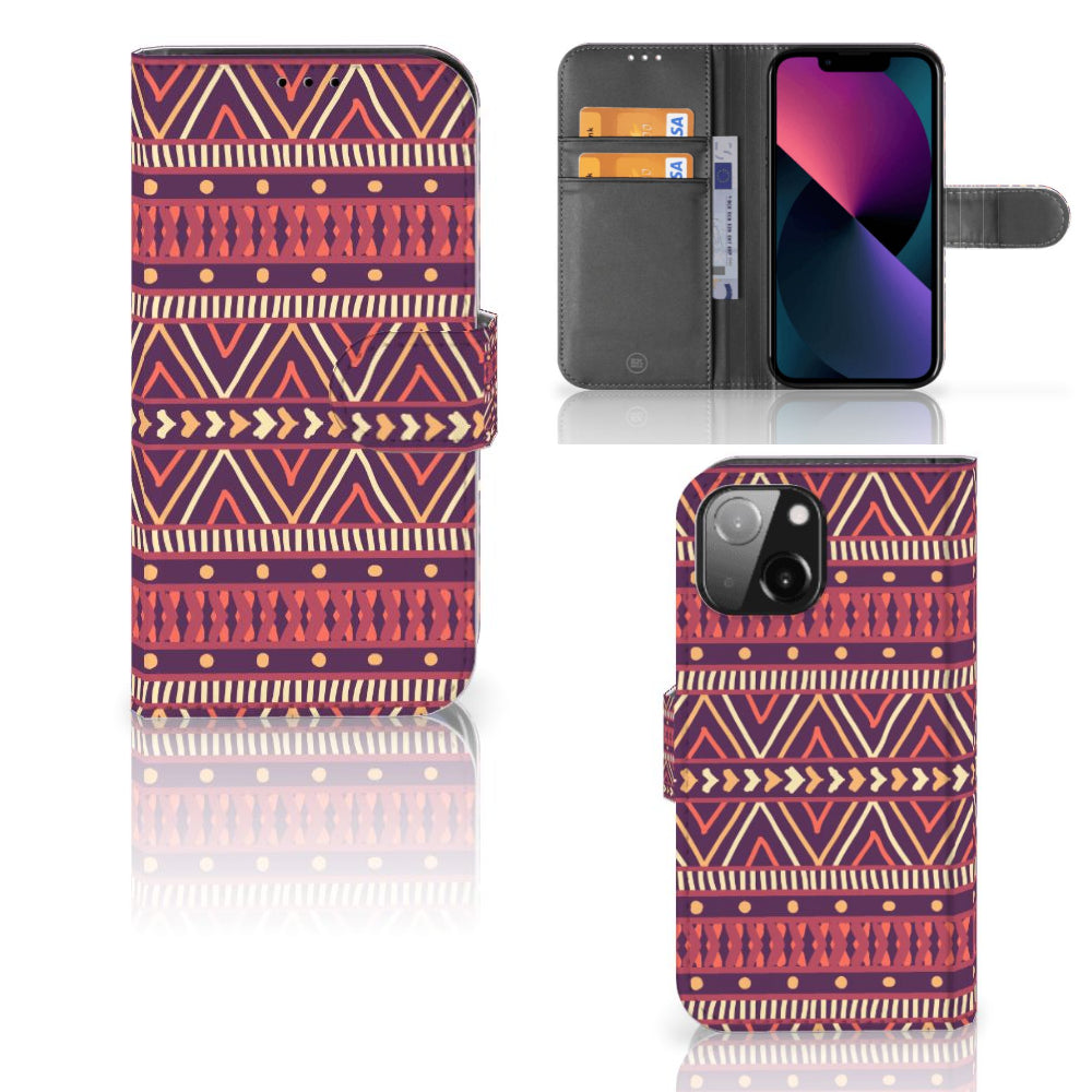 iPhone 13 Mini Telefoon Hoesje Aztec Paars