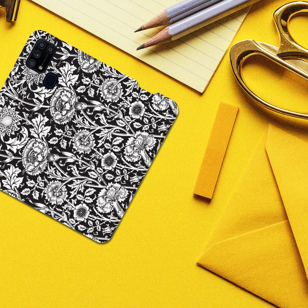 Samsung Galaxy M31 Smart Cover Black Flowers - B2C Telecom