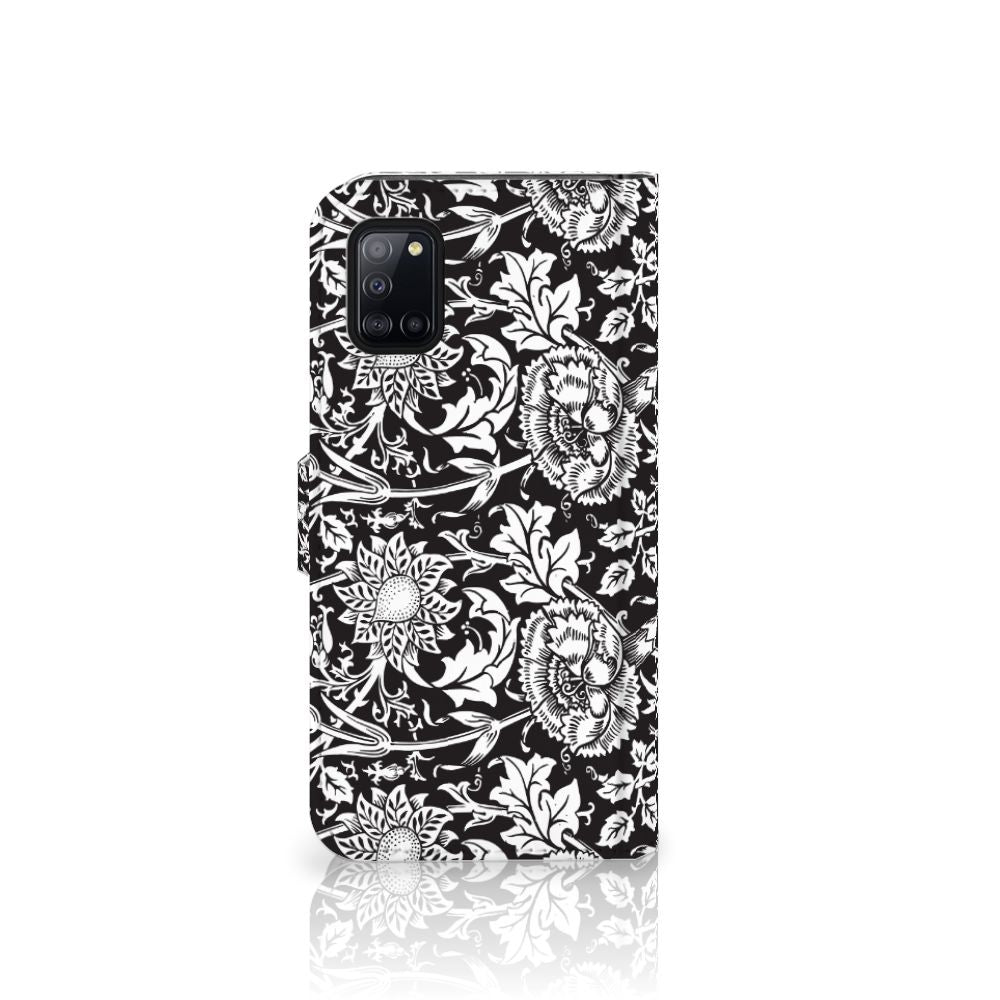 Samsung Galaxy A31 Hoesje Black Flowers