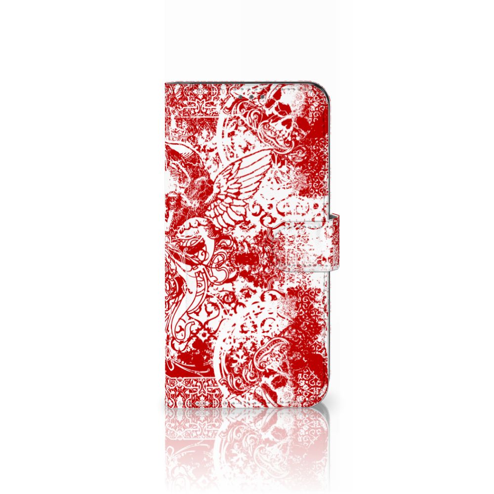 Telefoonhoesje met Naam Samsung Galaxy A22 4G | M22 Angel Skull Rood