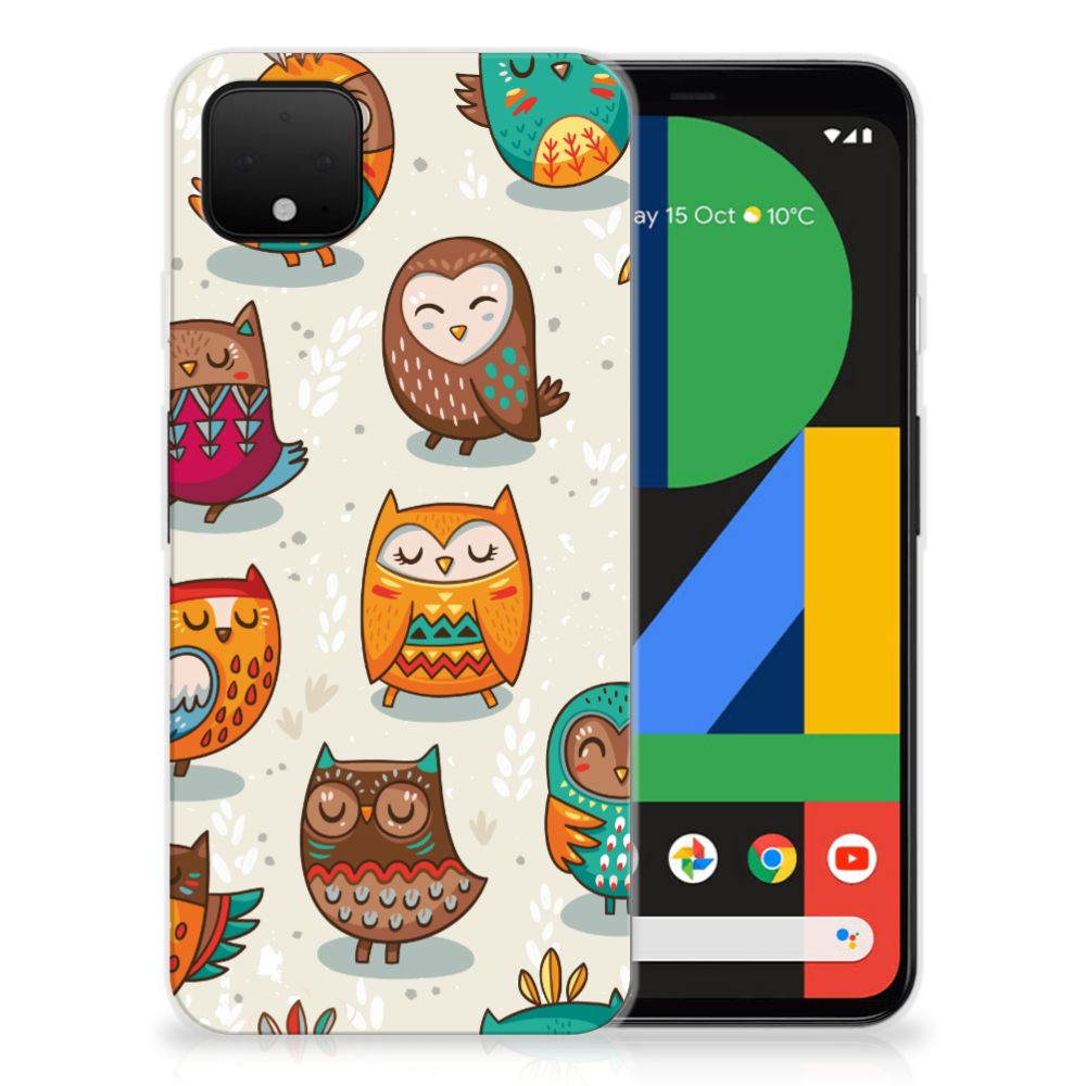 Google Pixel 4 XL TPU Hoesje Vrolijke Uilen