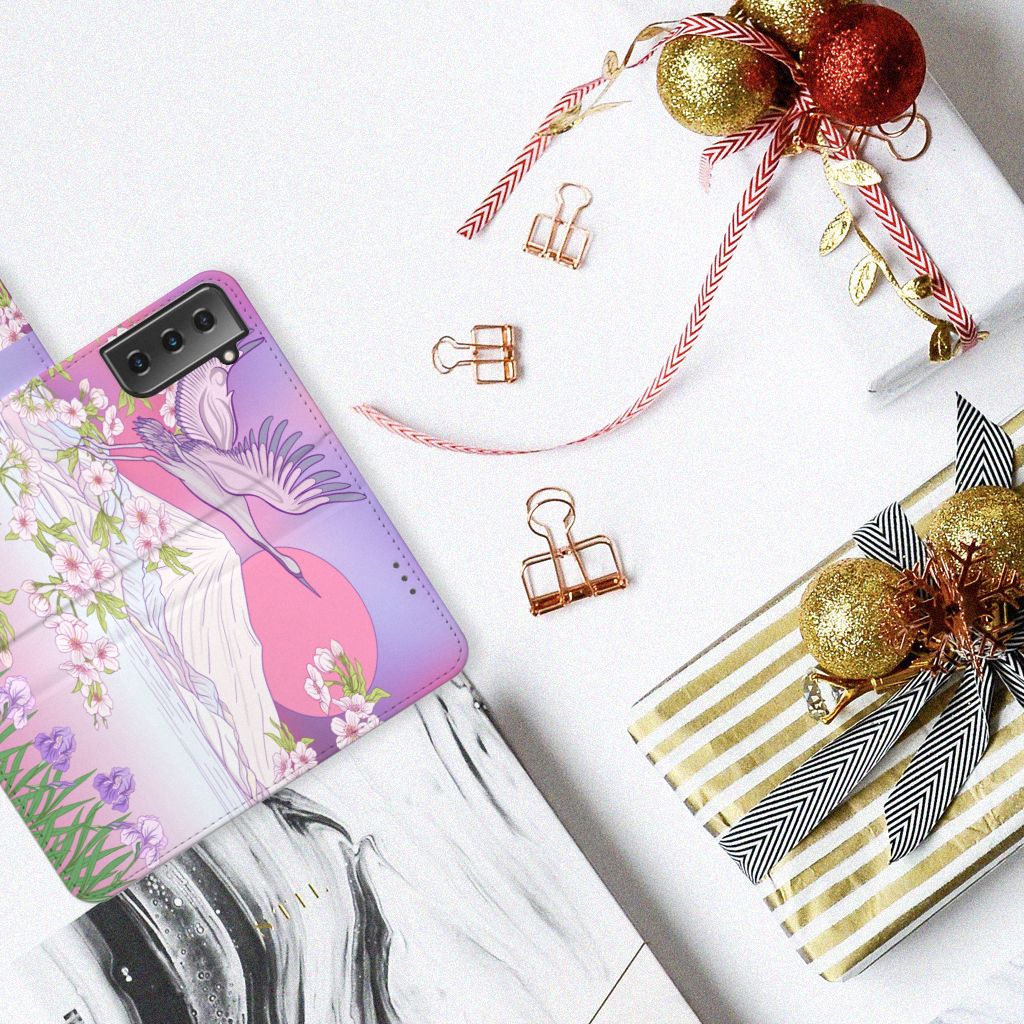 Samsung Galaxy S21 Plus Telefoonhoesje met Pasjes Bird Flying